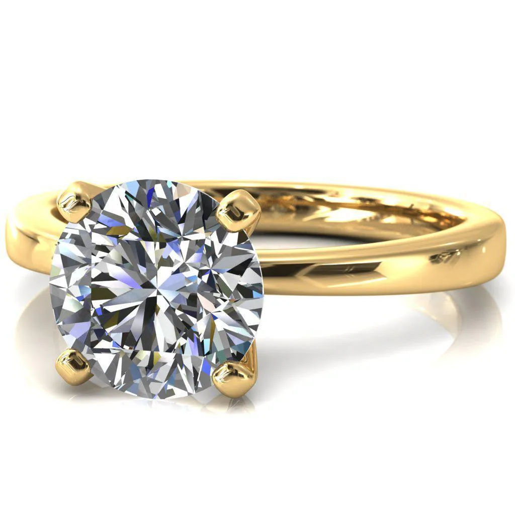 Tessa Round 4  Prong Pitched Shoulders Solitaire Engagement Ring