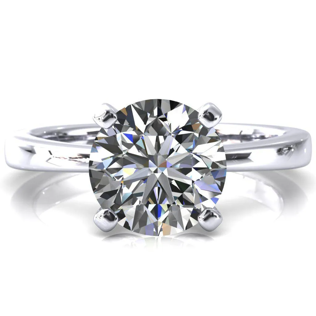 Tessa Round 4  Prong Pitched Shoulders Solitaire Engagement Ring