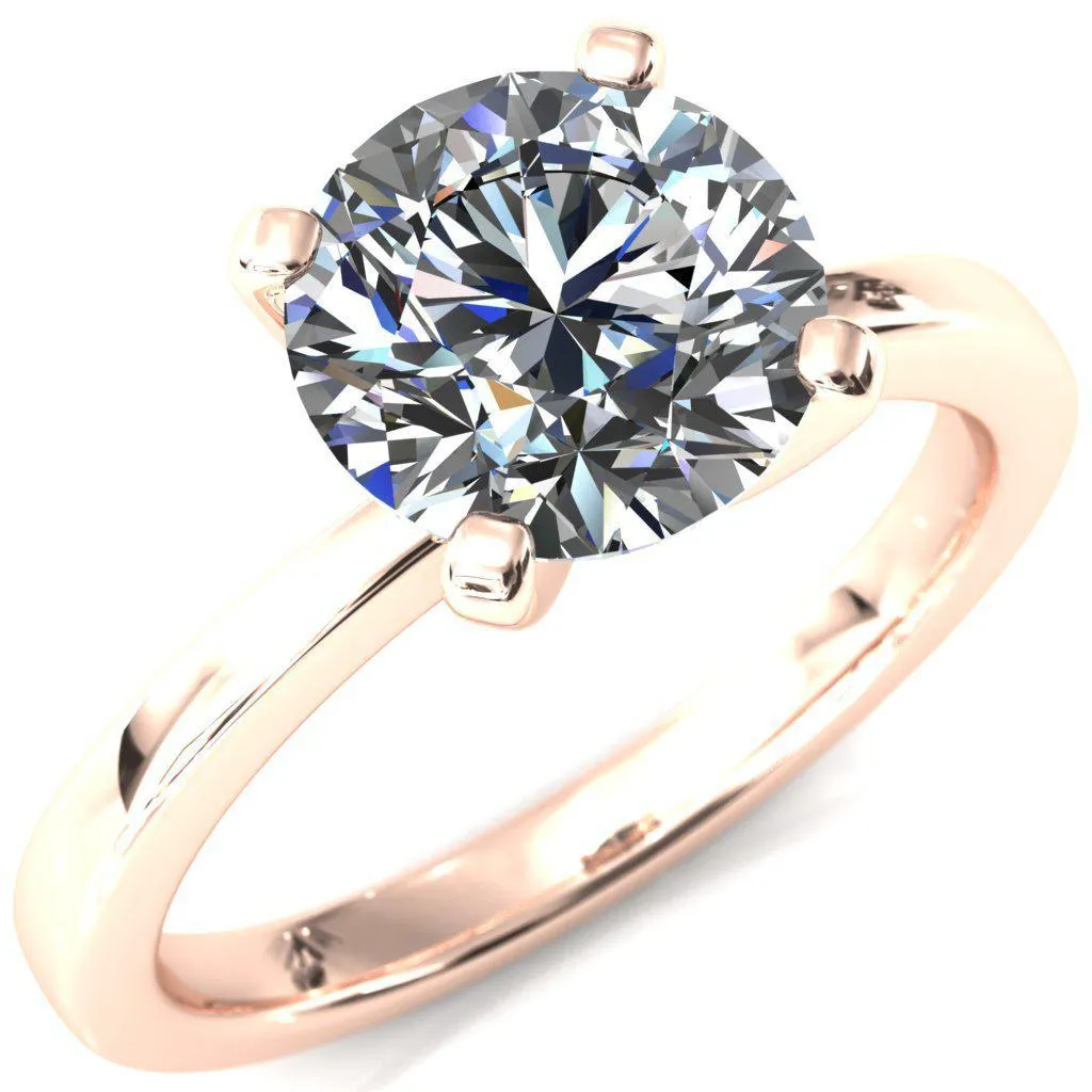 Tessa Round 4  Prong Pitched Shoulders Solitaire Engagement Ring