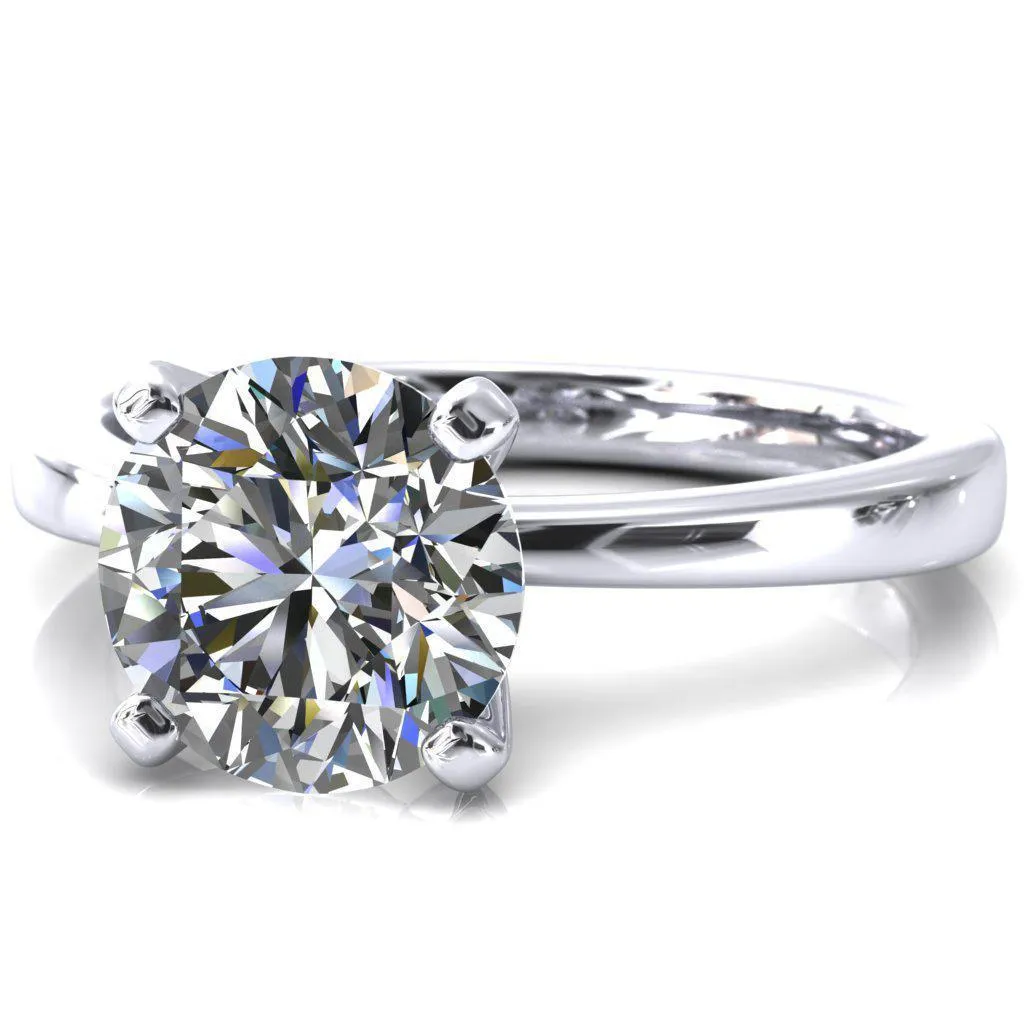 Tessa Round 4  Prong Pitched Shoulders Solitaire Engagement Ring
