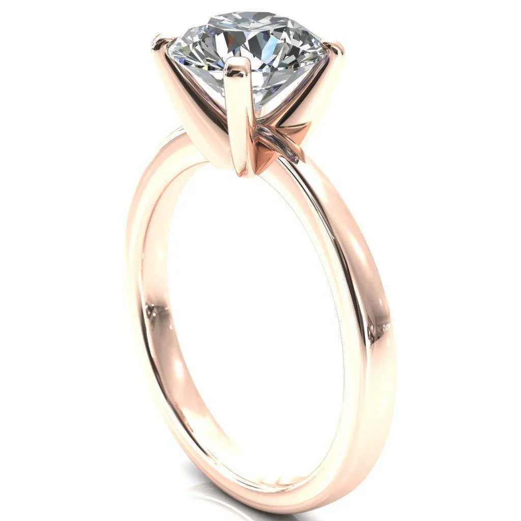 Tessa Round 4  Prong Pitched Shoulders Solitaire Engagement Ring