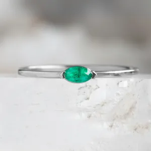The Teensy Emerald Ring | 14K White Gold