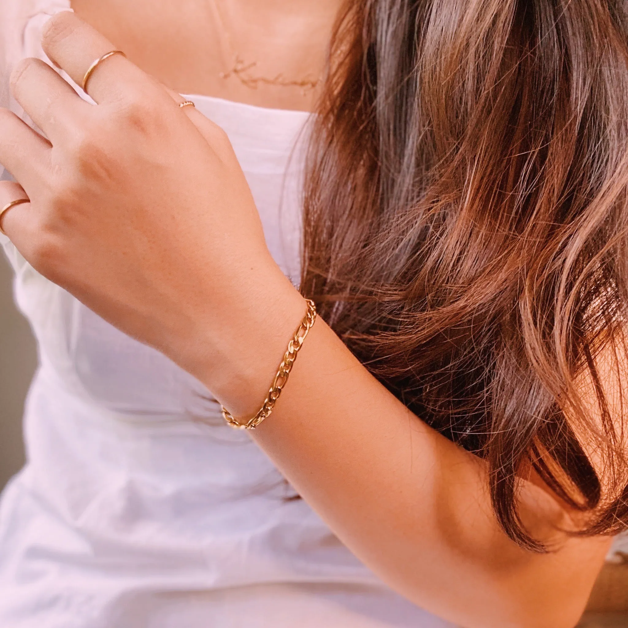 Thick Figaro Gold Filled Bracelet