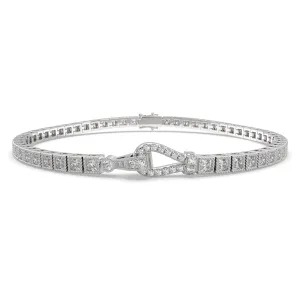 Thisbe Princess Cut Diamond Tennis Bracelet Buckle Clasp (2 ctw)