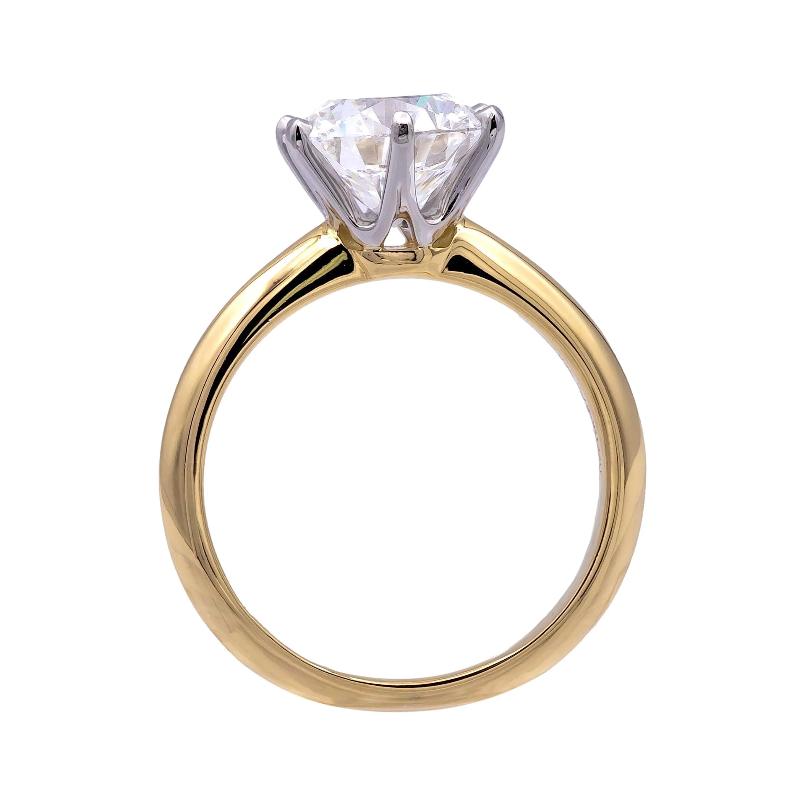 Tiffany & Co 18K Yellow Gold Platinum 2.42 ct DVS1 Round Diamond Engagement Ring