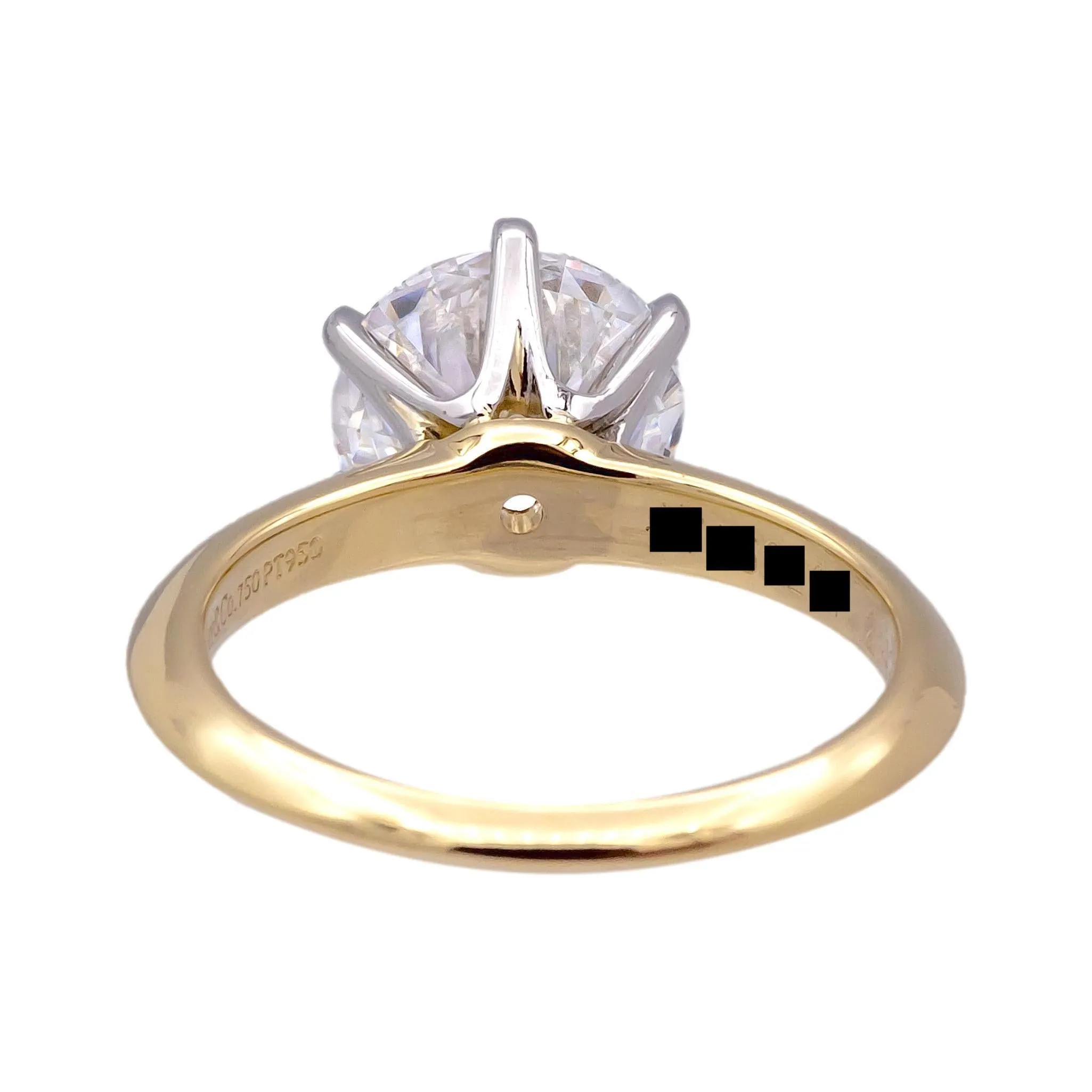 Tiffany & Co 18K Yellow Gold Platinum 2.42 ct DVS1 Round Diamond Engagement Ring