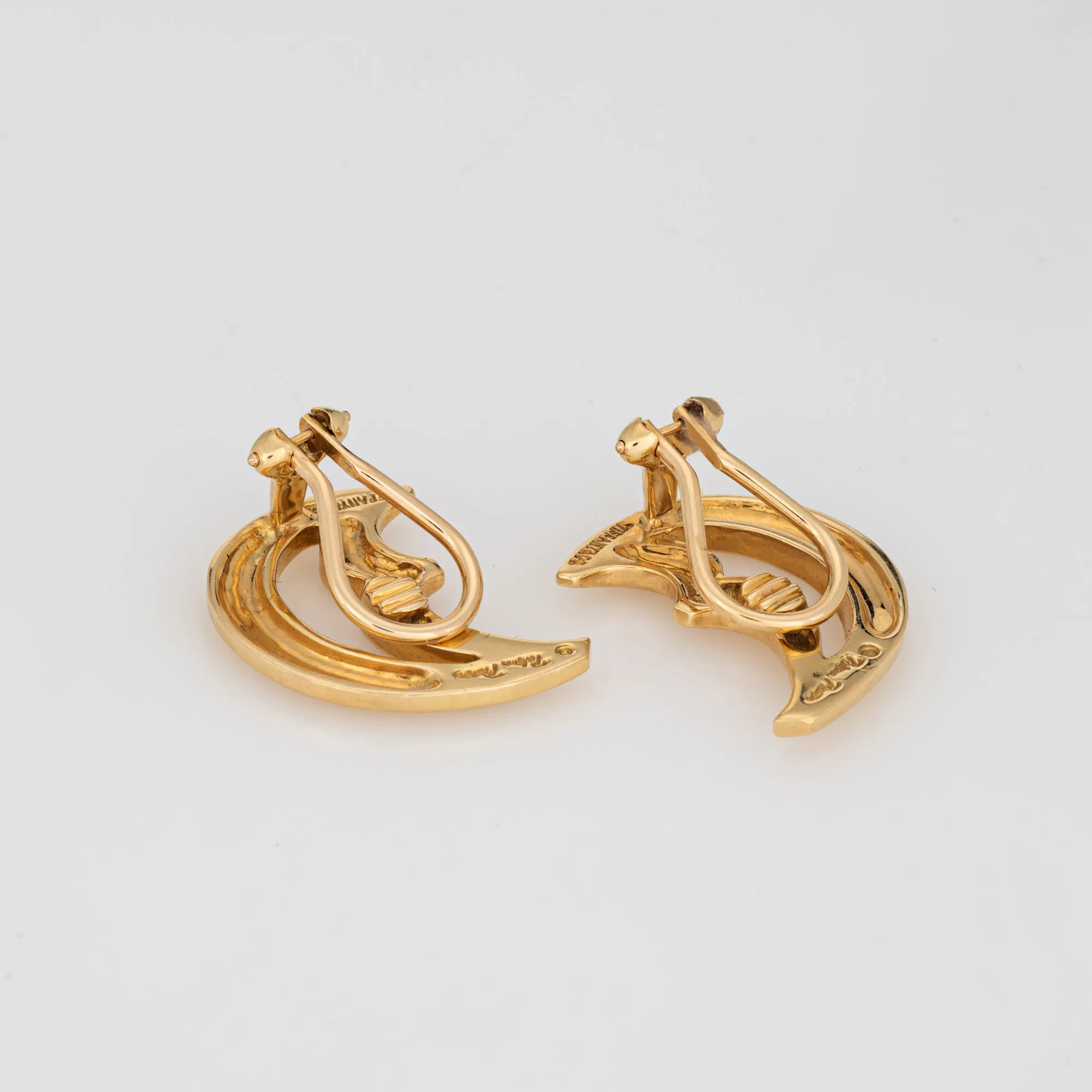 Tiffany & Co Crescent Moon Earrings Paloma Picasso Vintage 18k Gold Clip On