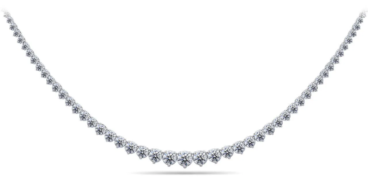 Timeless Three Prong Diamond Tennis Diamond Necklace with 15.04 ct.(finished)