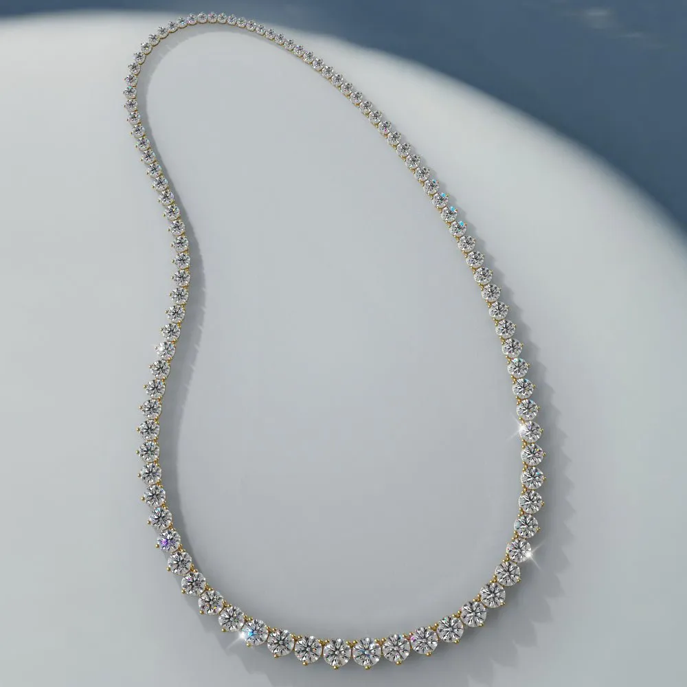 Timeless Three Prong Diamond Tennis Diamond Necklace with 15.04 ct.(finished)