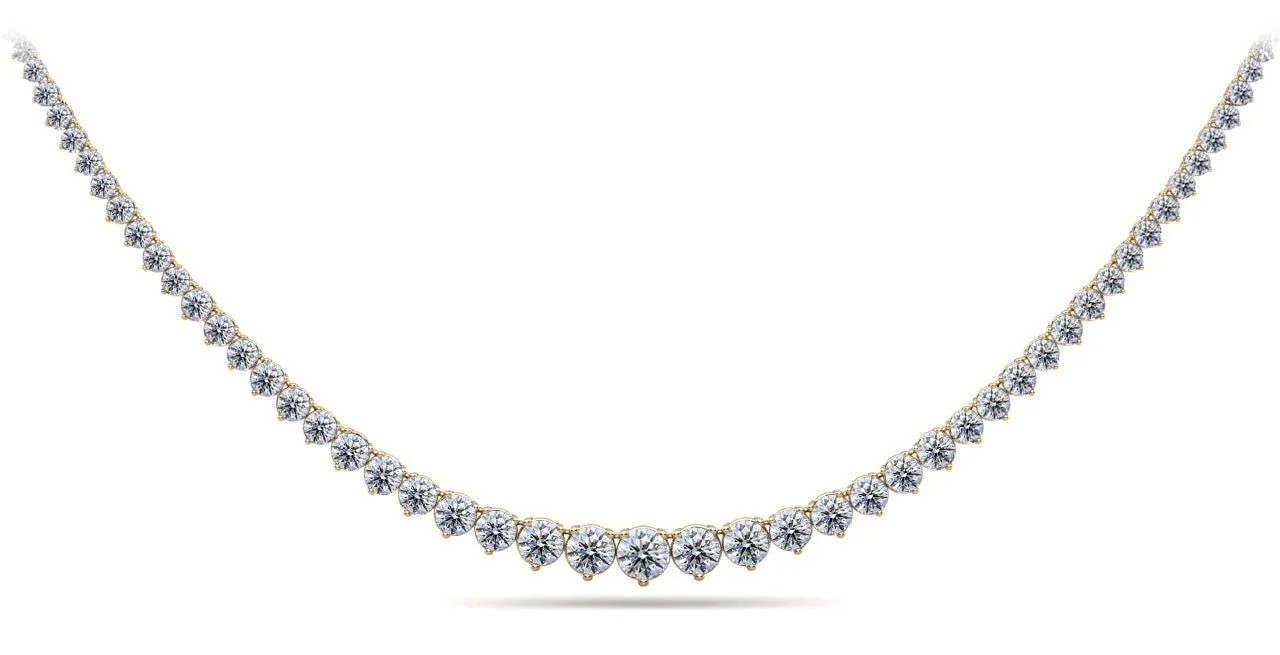 Timeless Three Prong Diamond Tennis Diamond Necklace with 15.04 ct.(finished)