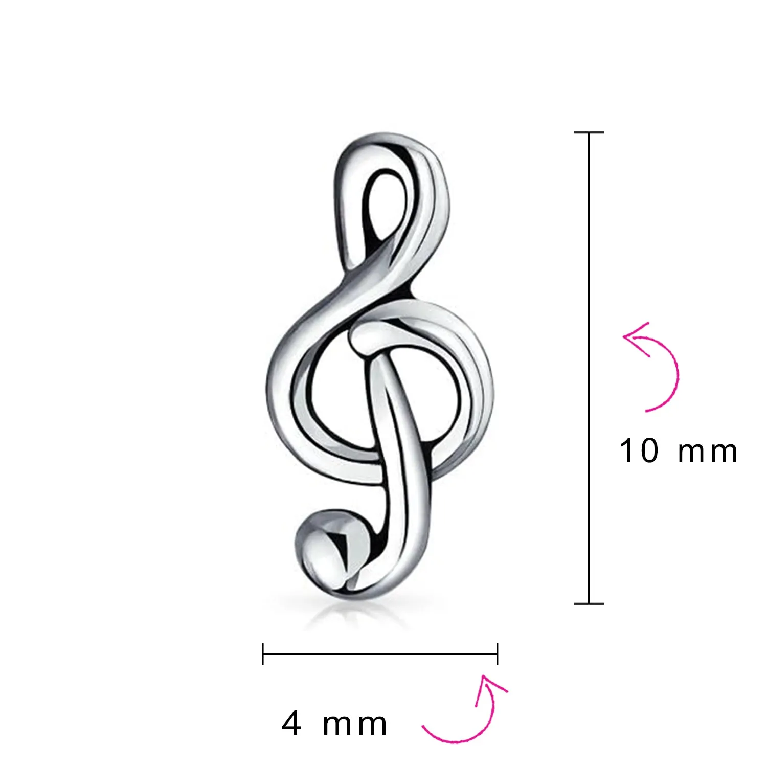 Tiny Delicate Music G Treble Clef Note Stud Earrings Musician Sterling Silver