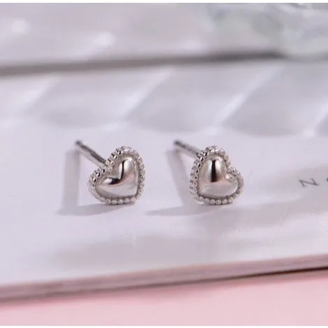 Tiny Heart Stud Earrings-SS007