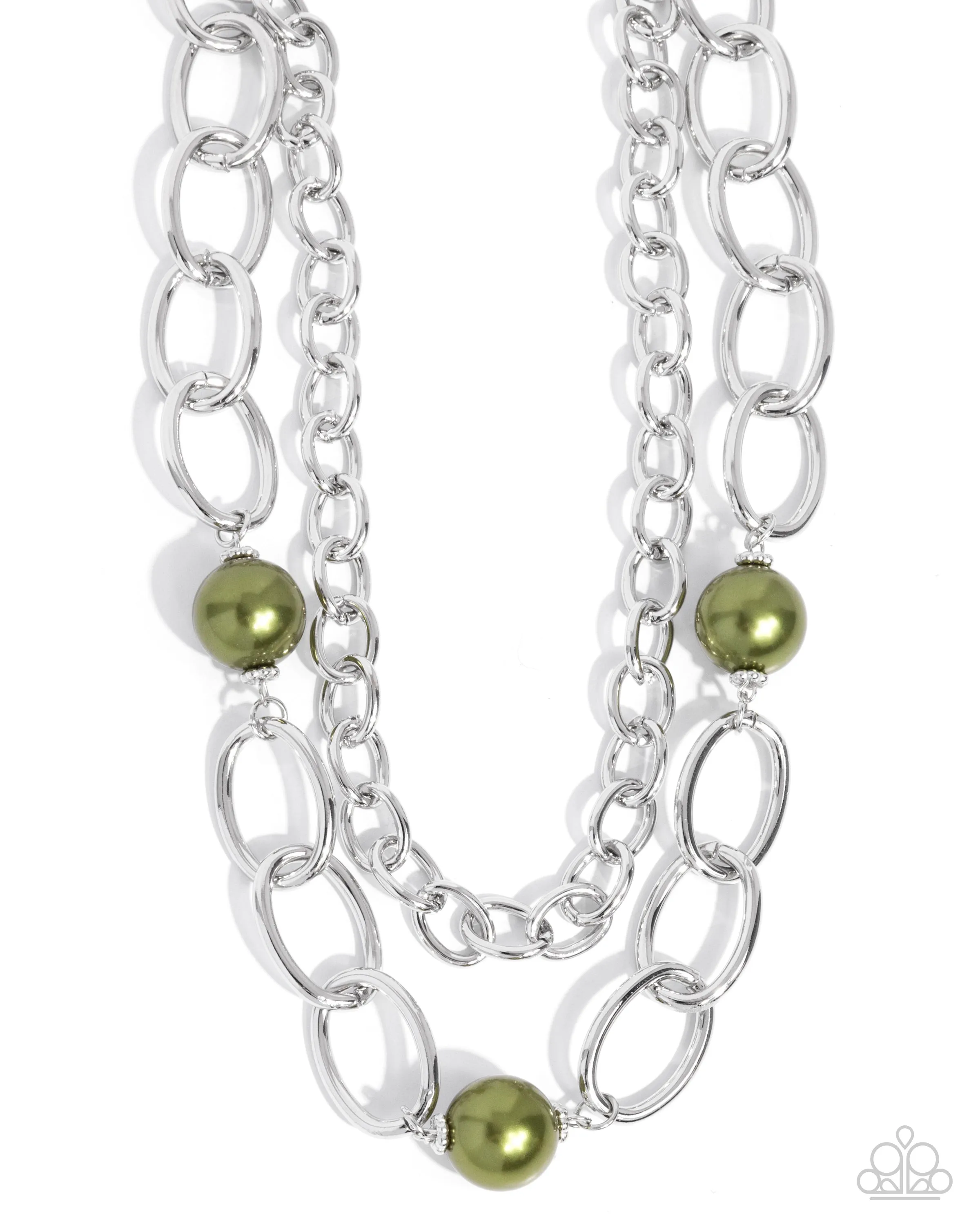 Top of My List - Green - Pearl Tiered Chain Paparazzi Short Necklace