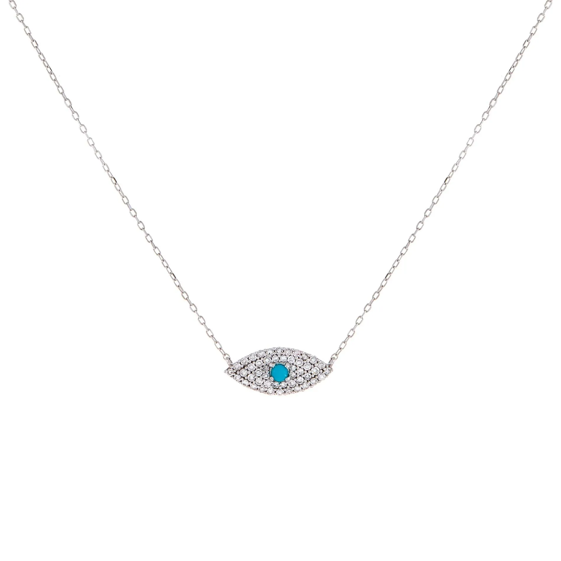 Turquoise Evil Eye Necklace 14K