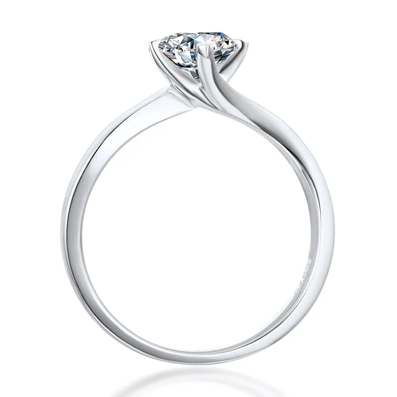 Twisted Round Moissanite Diamond Solitaire Ring