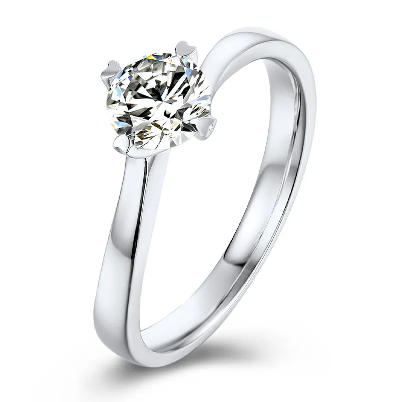 Twisted Round Moissanite Diamond Solitaire Ring
