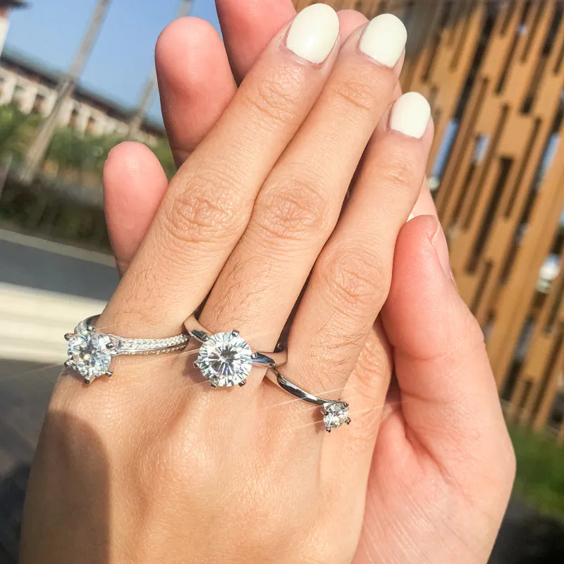 Twisted Round Moissanite Diamond Solitaire Ring