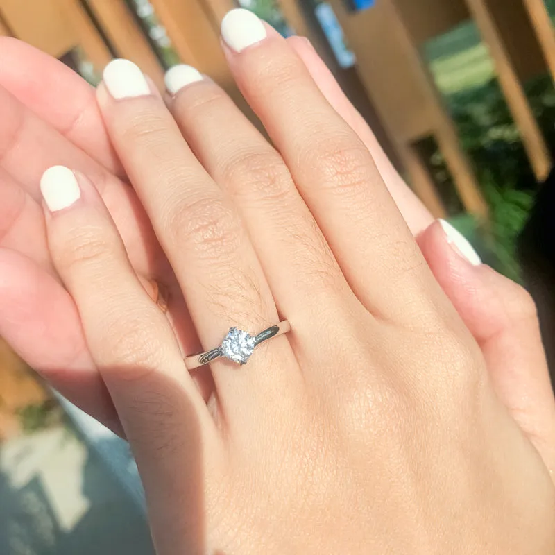 Twisted Round Moissanite Diamond Solitaire Ring