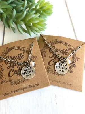 TWO Soul Sisters Matching Necklaces, Fresh Water Pearl, Silver Rolo Chain, 24" or 30" Available
