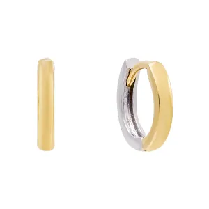 Two Tone Huggie Earring 14K