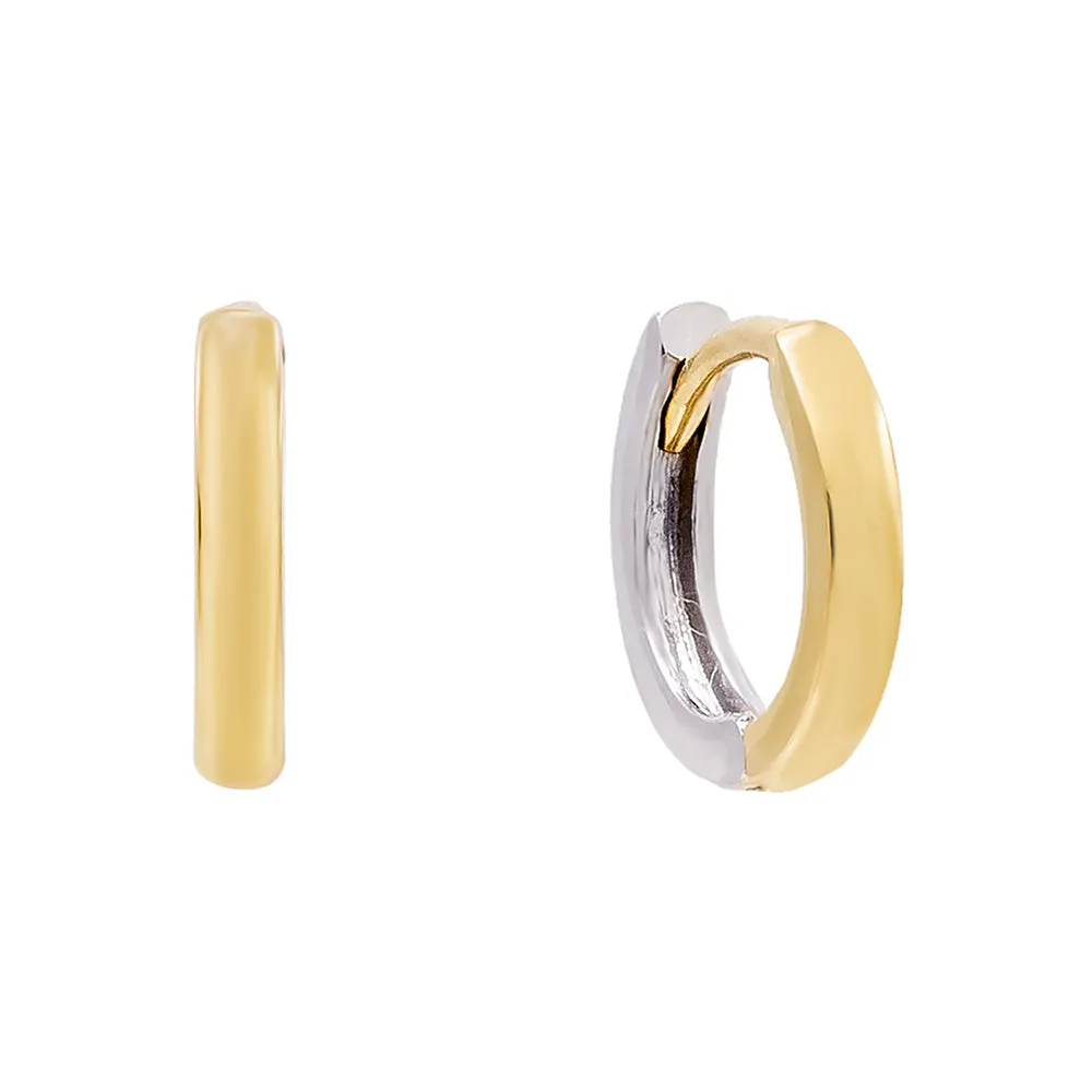 Two Tone Huggie Earring 14K