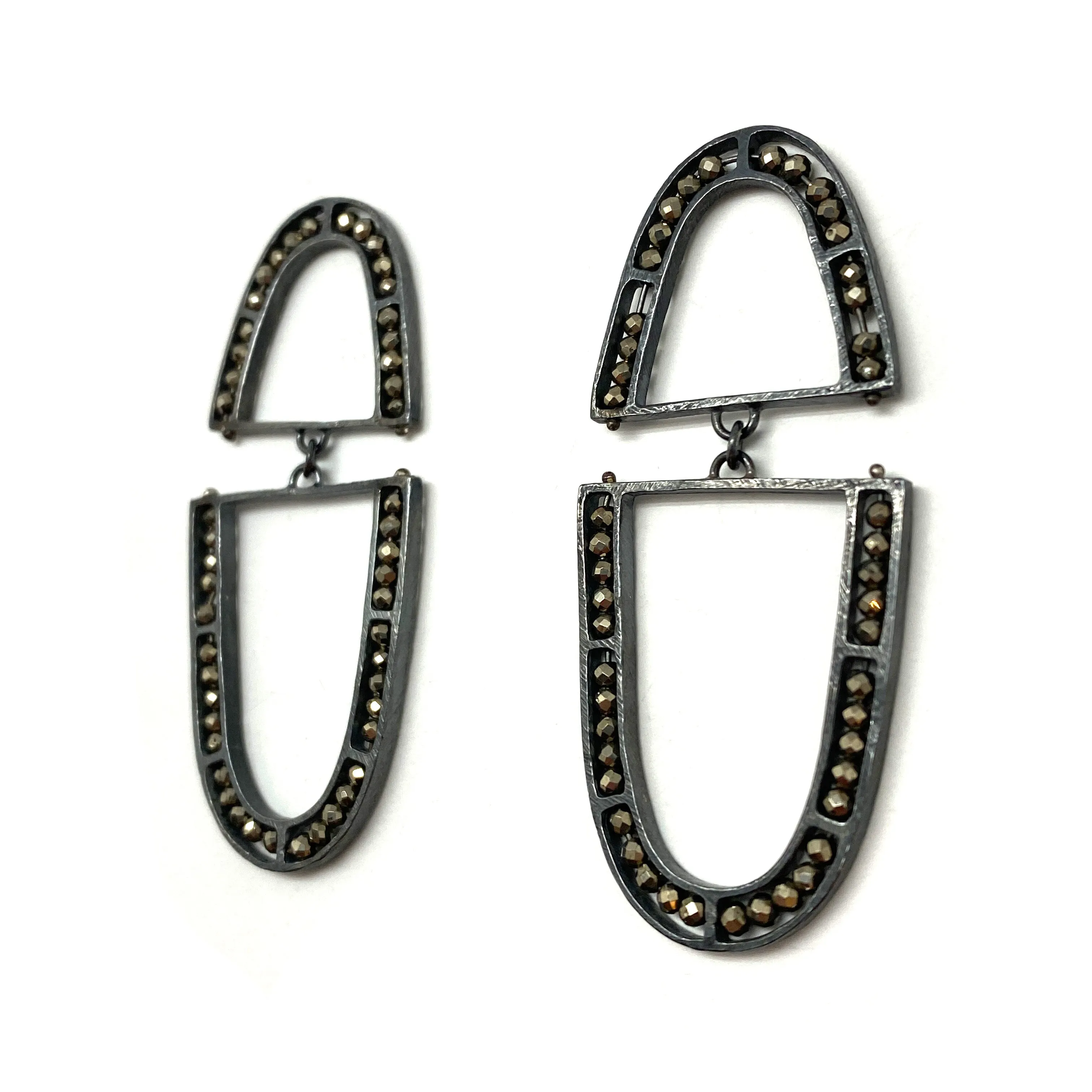 'U' Shaped Pyrite Earrings