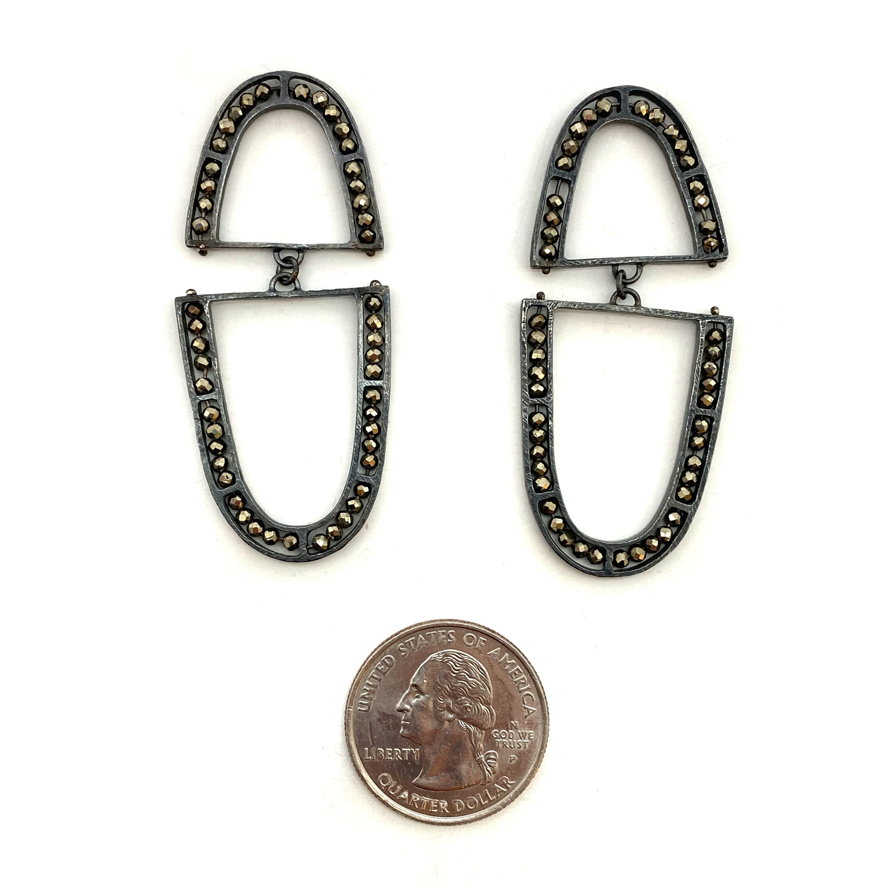 'U' Shaped Pyrite Earrings