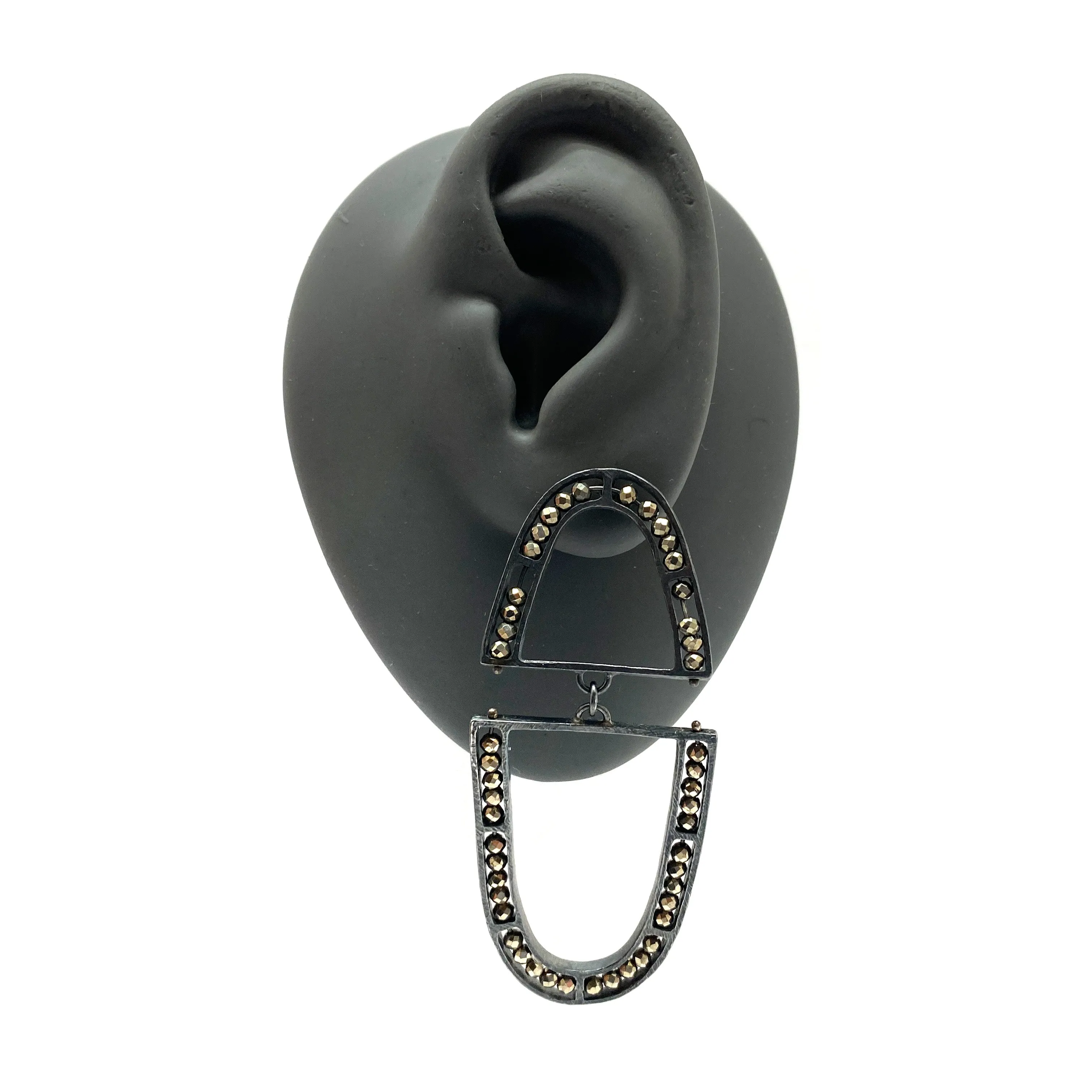 'U' Shaped Pyrite Earrings