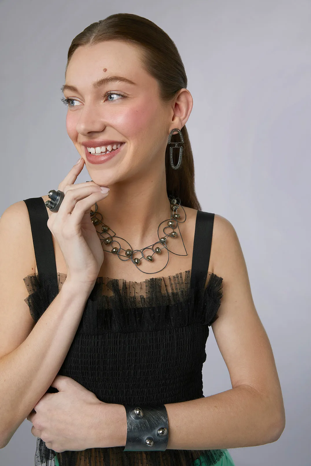 'U' Shaped Pyrite Earrings