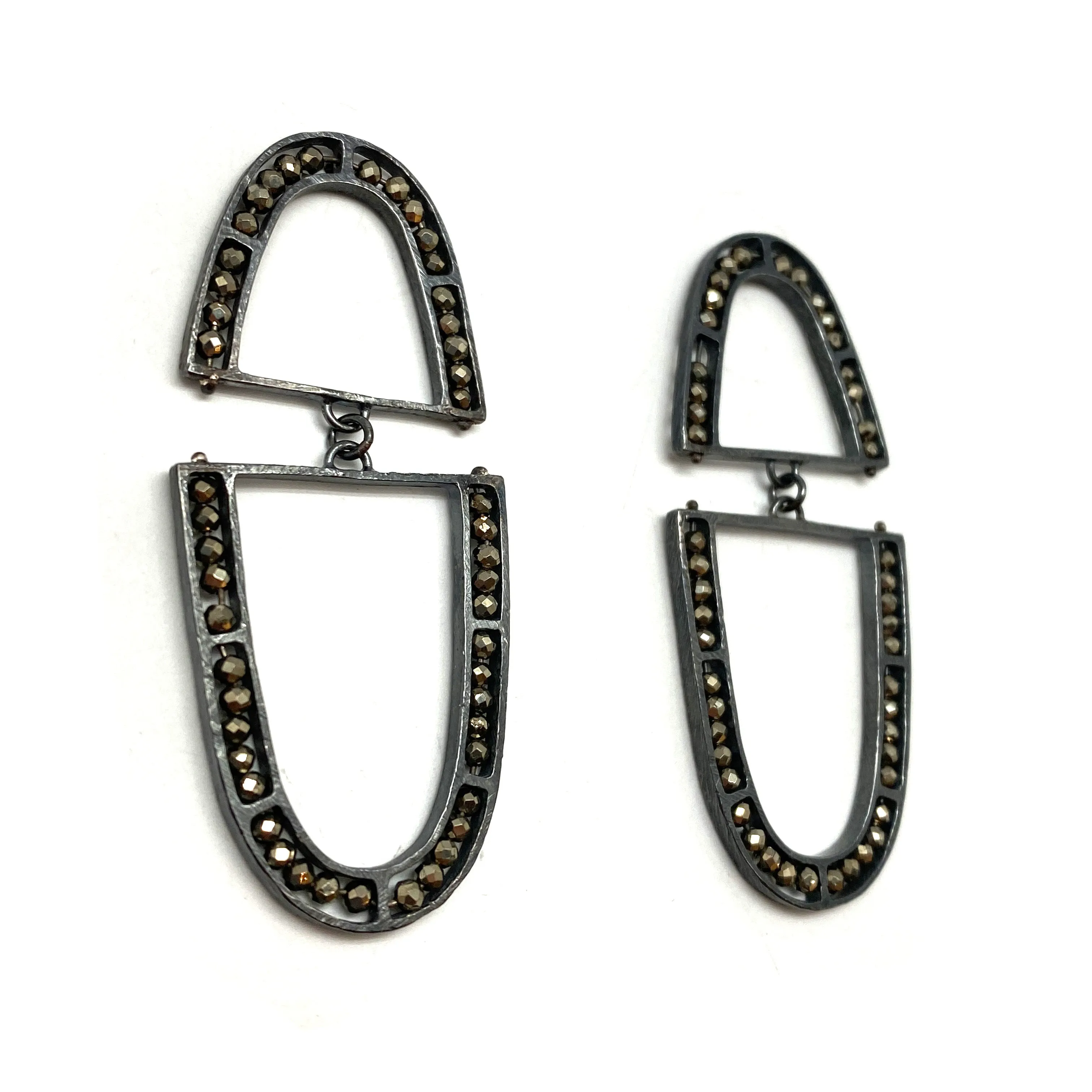 'U' Shaped Pyrite Earrings
