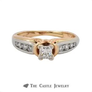 Unique Princess Cut Diamond Engagement Ring with European Shank