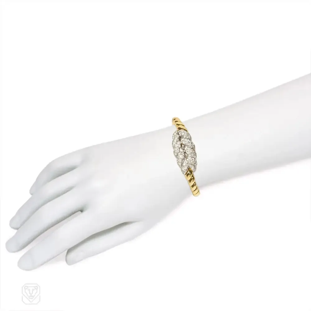 Van Cleef & Arpels braided diamond and gold bracelet watch