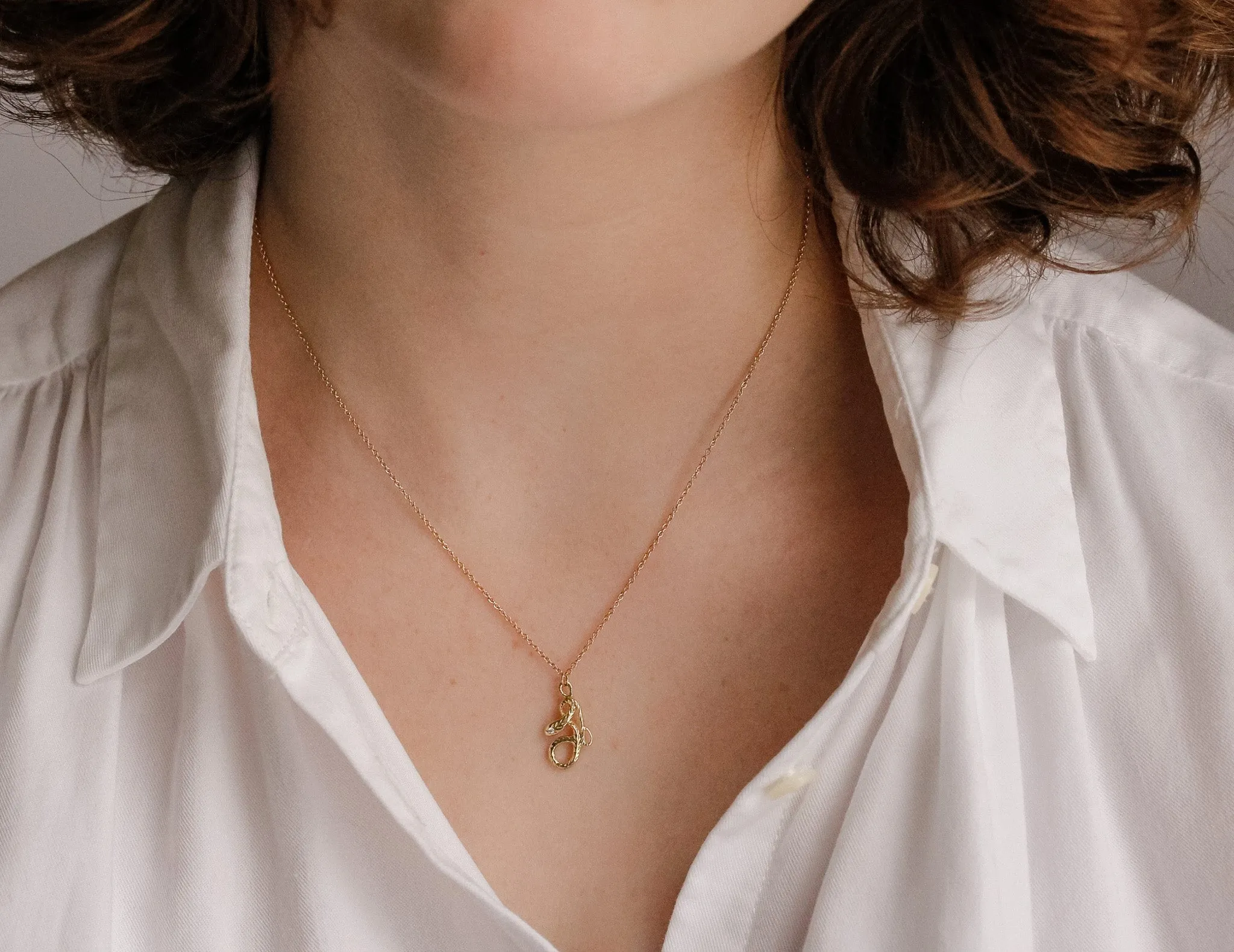 Vertical Serpent Necklace with Diamond