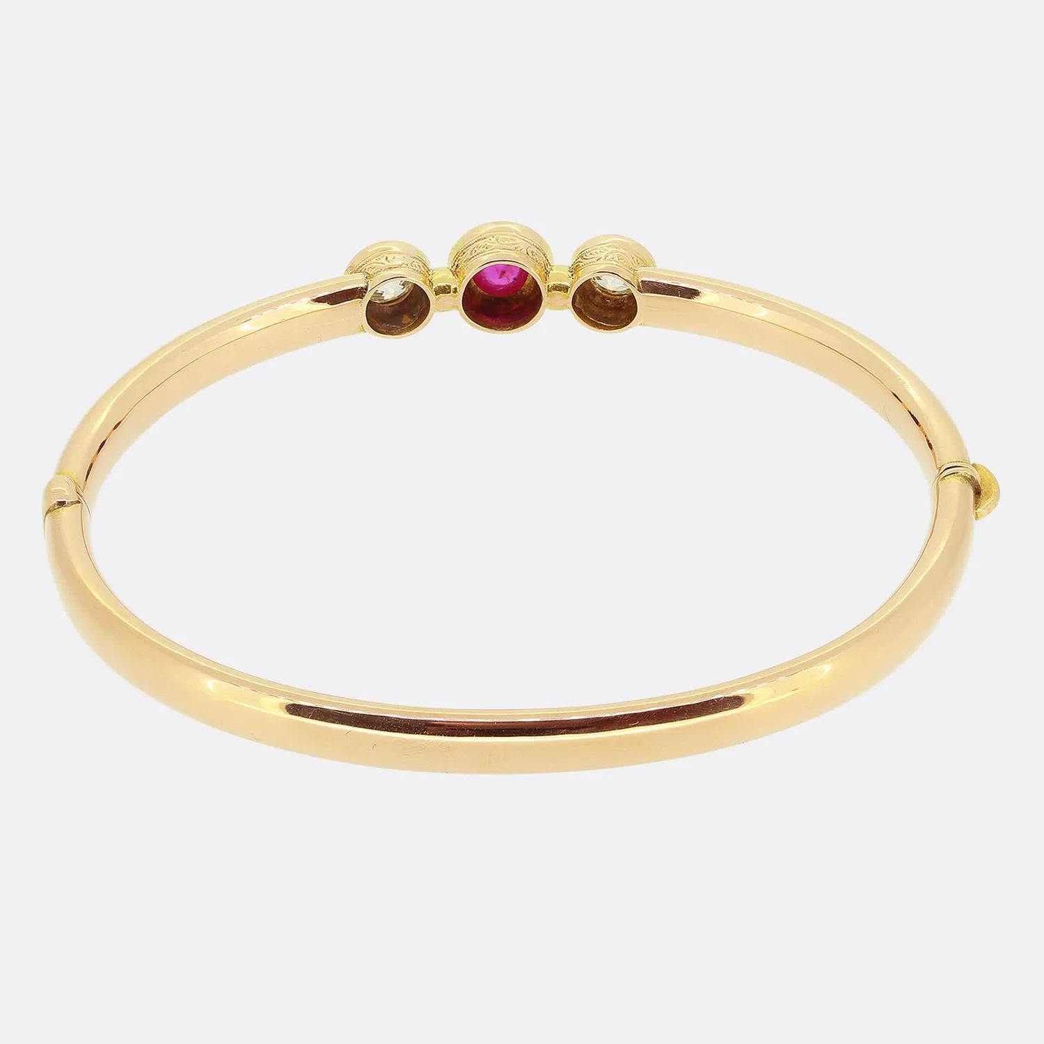 Victorian Burmese Ruby and Diamond Three-Stone Bangle