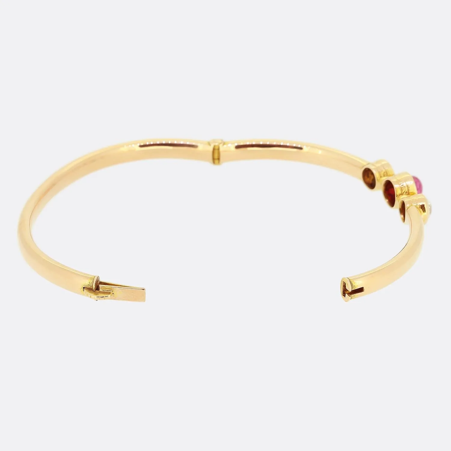 Victorian Burmese Ruby and Diamond Three-Stone Bangle