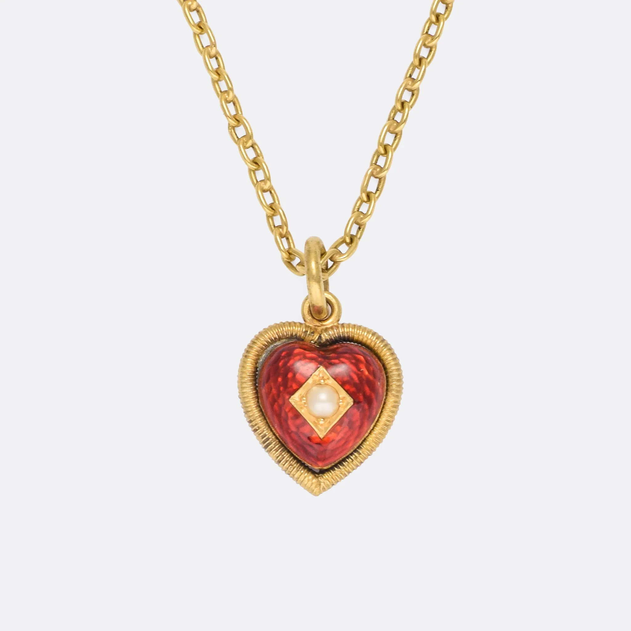 Victorian Pearl & Enamel Heart Locket