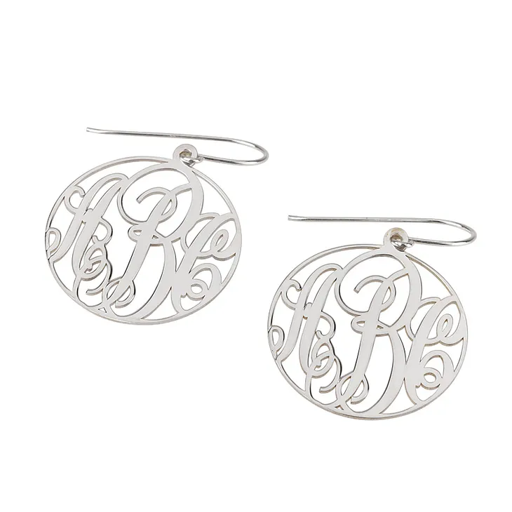 Vine Script Rimmed Monogram Earrings
