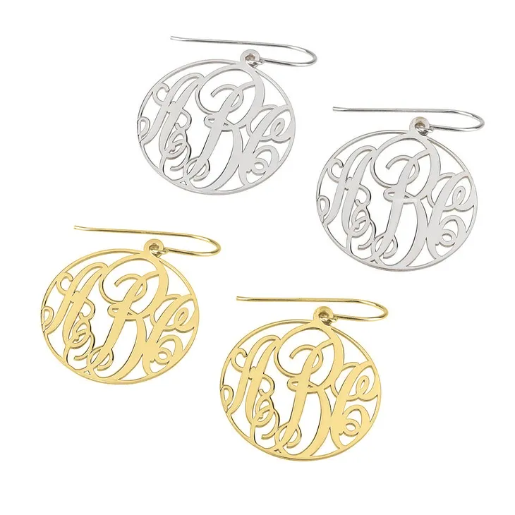 Vine Script Rimmed Monogram Earrings