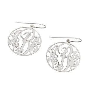 Vine Script Rimmed Monogram Earrings