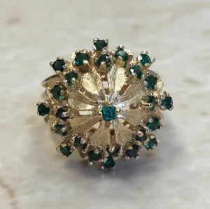 Vintage 14 Karat Yellow Gold Chrome Tourmaline Cocktail Ring