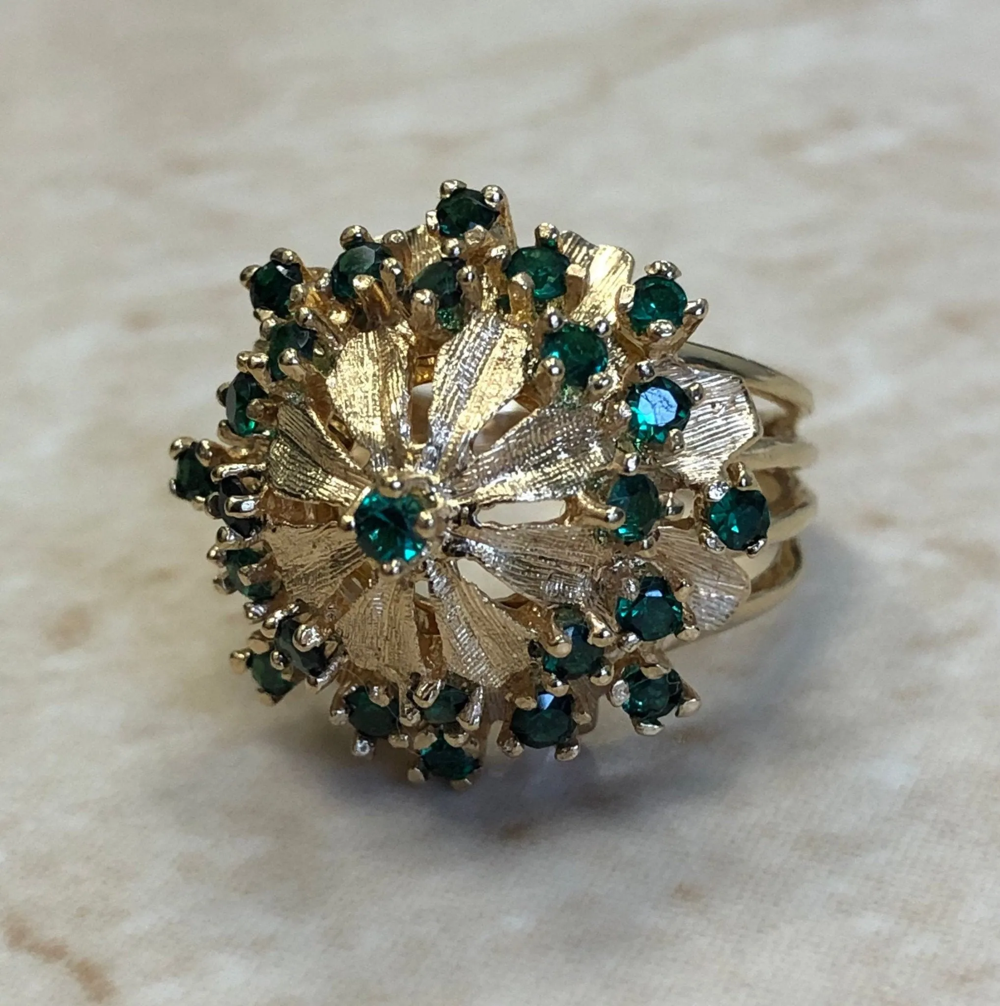 Vintage 14 Karat Yellow Gold Chrome Tourmaline Cocktail Ring