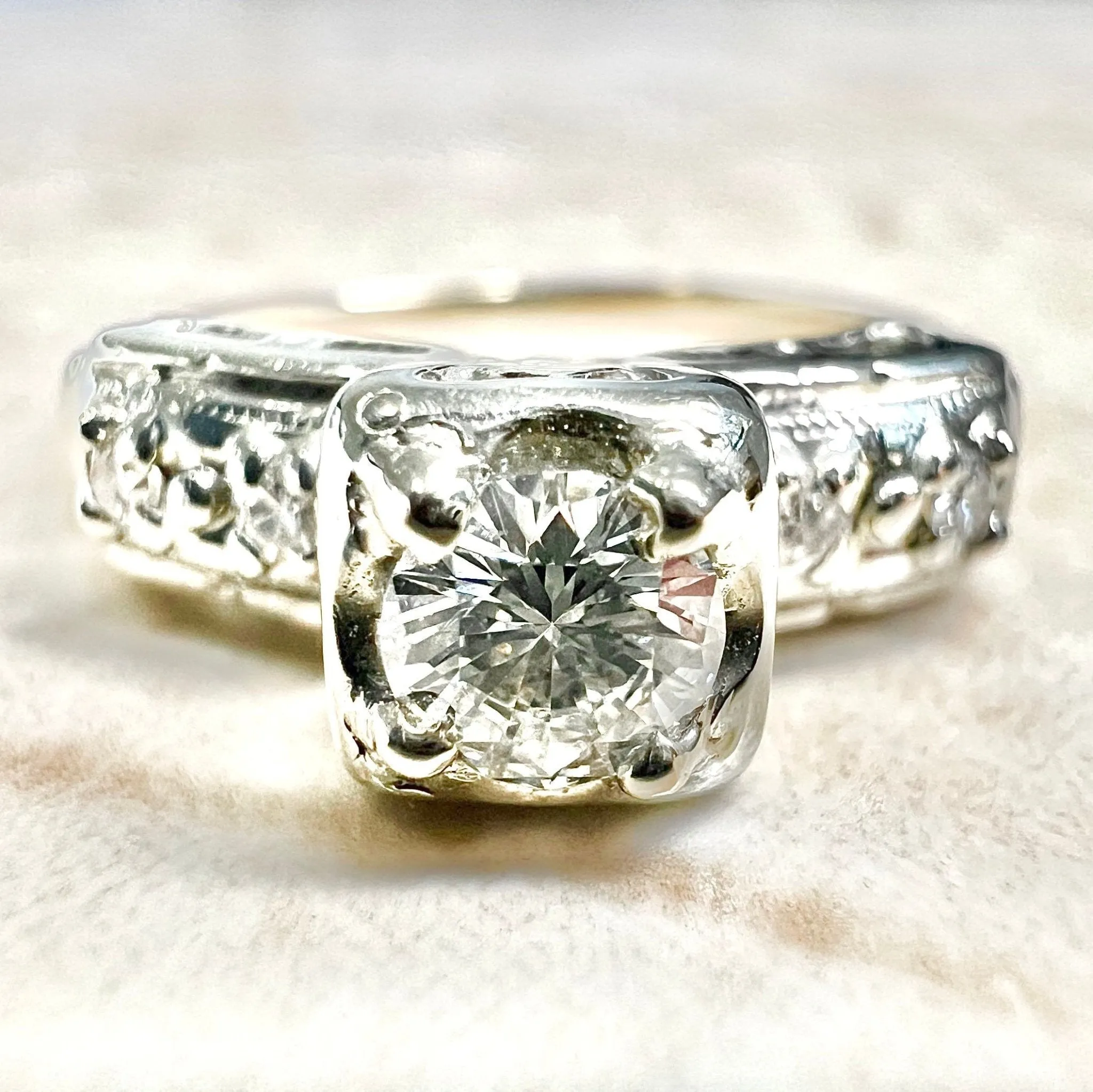 Vintage 1940’s Retro 14 Karat Yellow & White Gold 0.36 Carat Diamond Engagement Ring