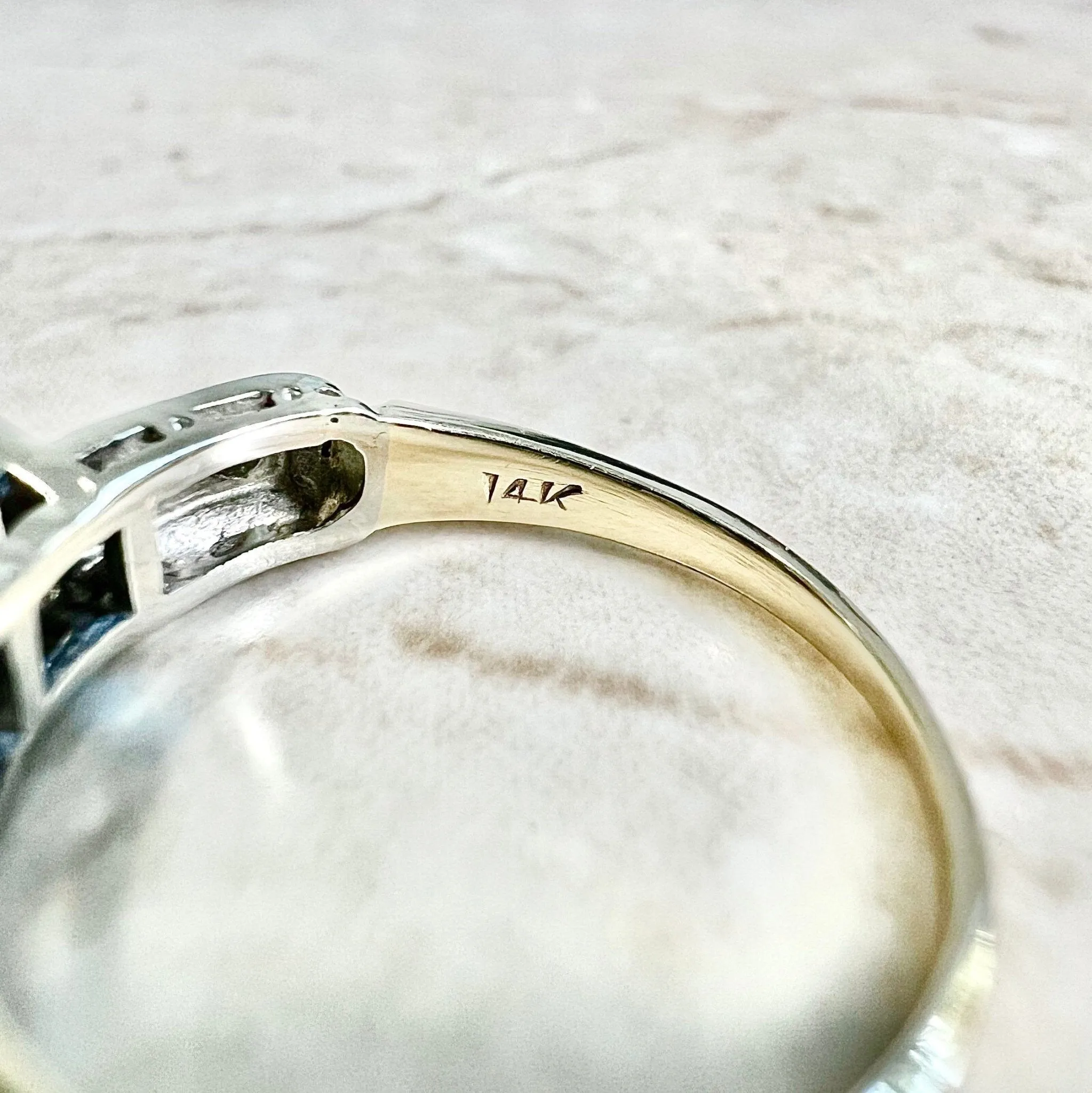 Vintage 1940’s Retro 14 Karat Yellow & White Gold 0.36 Carat Diamond Engagement Ring