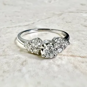 Vintage 1950’s Platinum & 14K White Gold 1/2 Carat Engagement Ring Diamond Ring