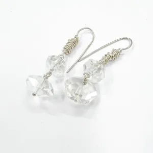 Vintage Cut Crystal and Sterling Silver Earrings