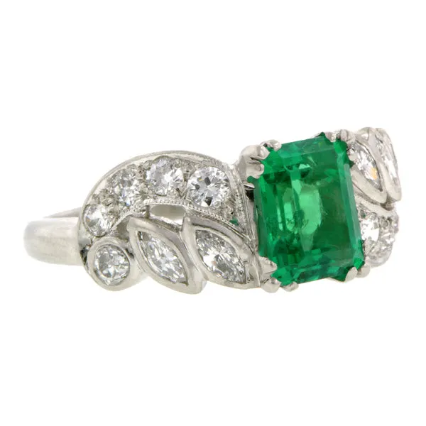 Vintage Emerald & Diamond Ring, EM 1.23ct