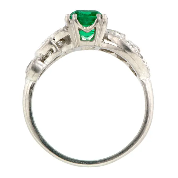 Vintage Emerald & Diamond Ring, EM 1.23ct