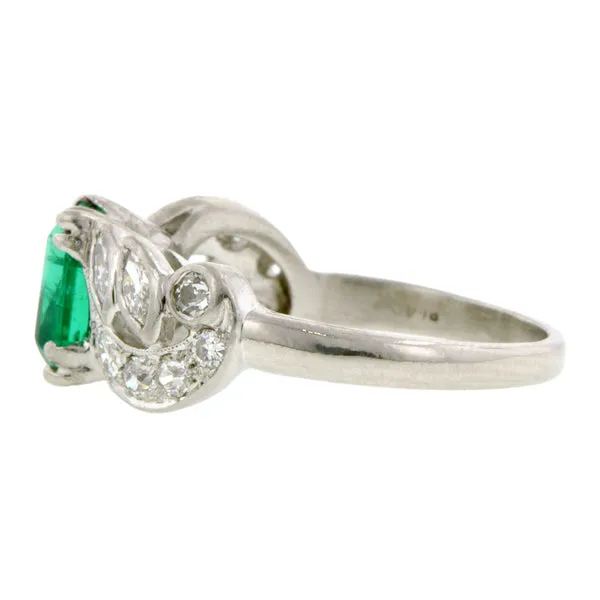 Vintage Emerald & Diamond Ring, EM 1.23ct