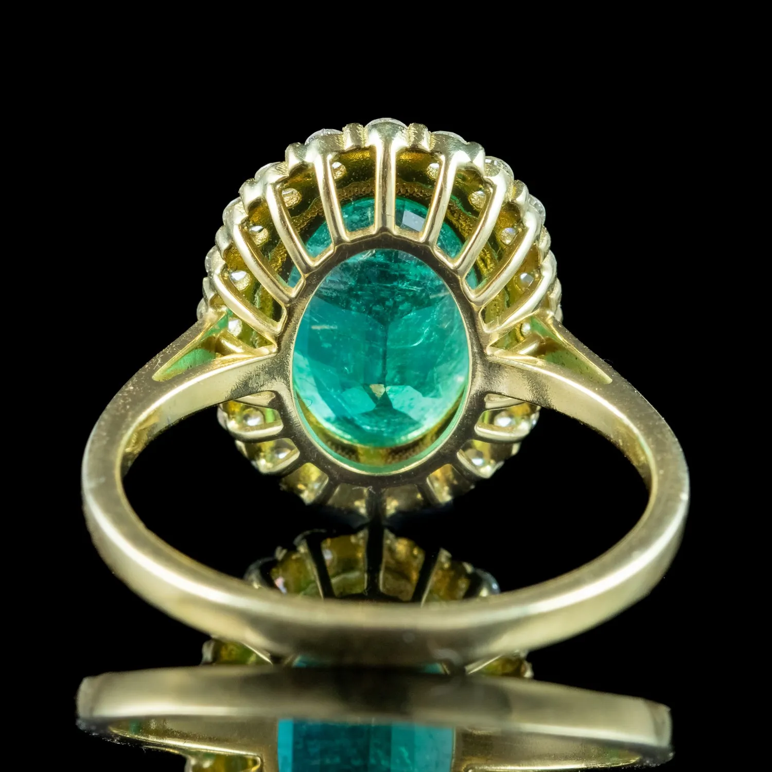 Vintage Emerald Diamond Cluster Ring 3.10ct Emerald With Cert