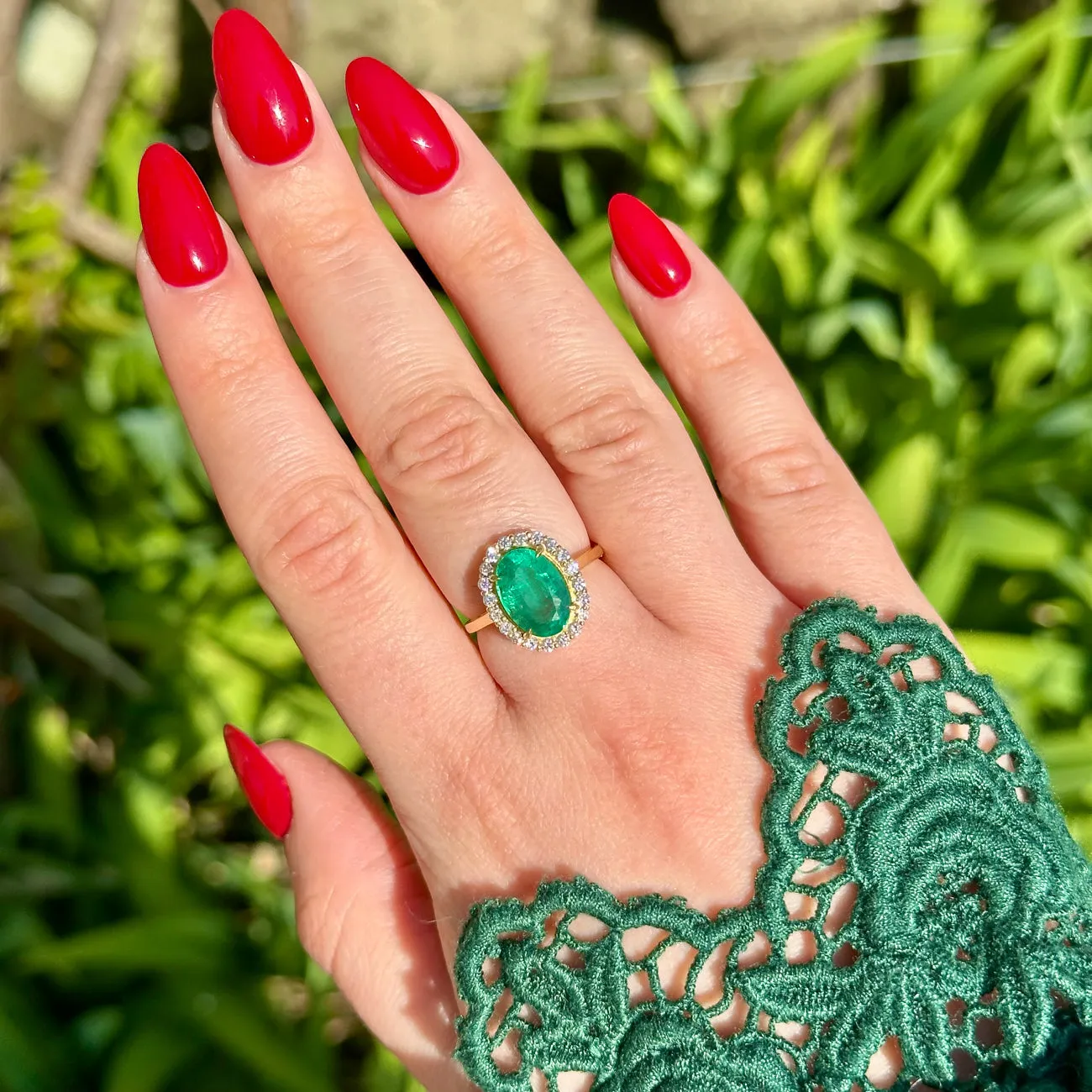Vintage Emerald Diamond Cluster Ring 3.10ct Emerald With Cert